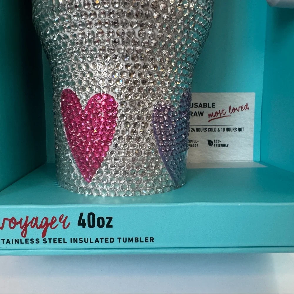 Hydrapeak Voyager 40oz Rhinestone Heart Tumbler | Limited Edition - Picture 3 of 5